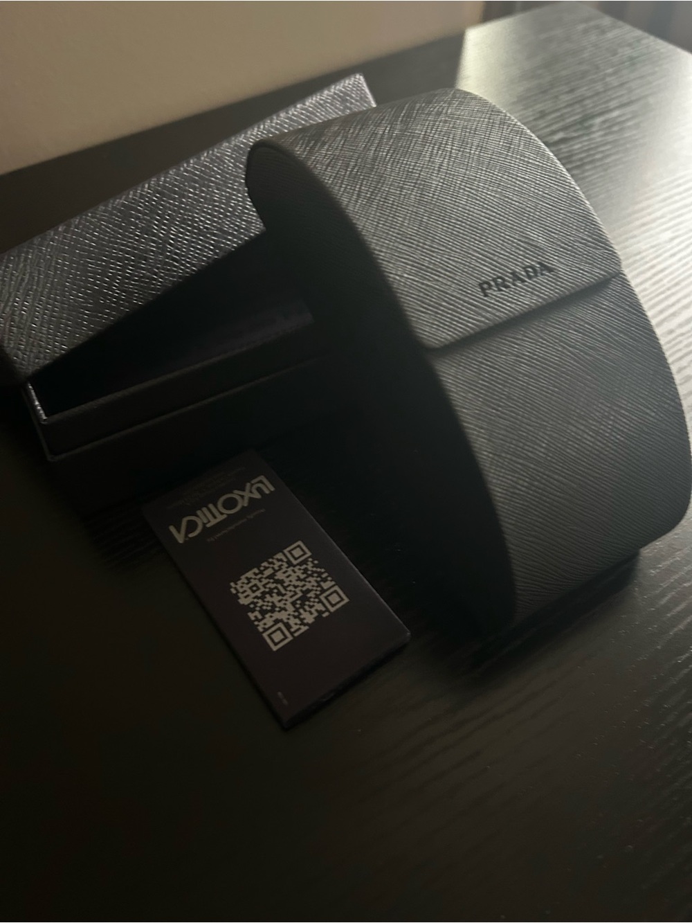 Prada Black Textured Leather Sunglasses Case